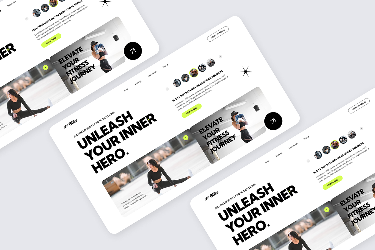 Blitz - Gym Fitness Hero Header, an UI Kit Template by Annora Studio (Photo 2 of 4)