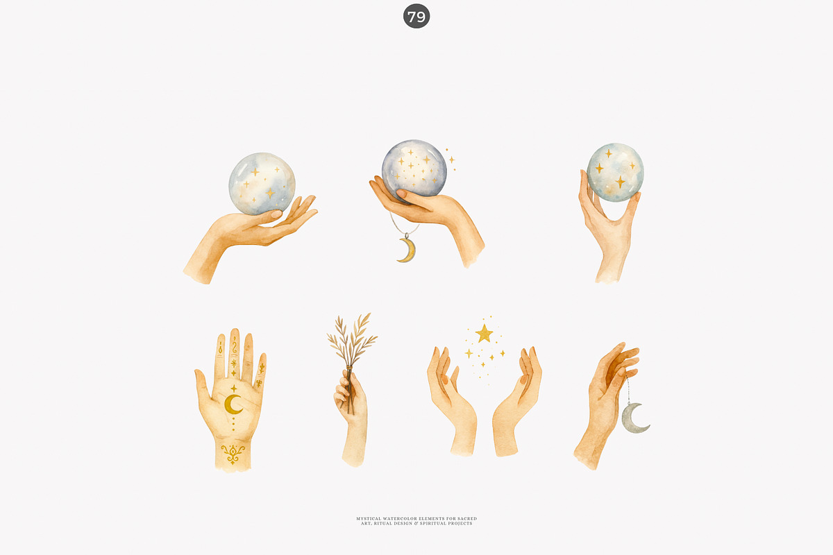 wiccan clipart mystical elements set, a Decorative Illustration by Patishop Art (Photo 9 of 10)