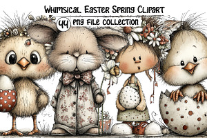 Whimsical Easter Spring Clipart, an Illustration by Dream Creation