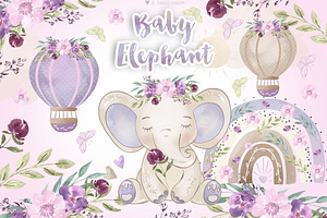 Purple Baby Elephant Design