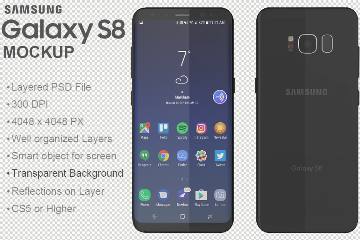 Samsung Galaxy S8 PSD Mockup, an Android Mockup by PSD Mockups (Photo 4 of 7)