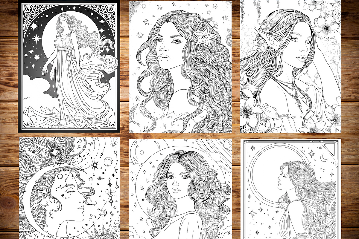 Celestial Tarot Card Coloring Pages, a Print Template by LA Design (Photo 4 of 10)
