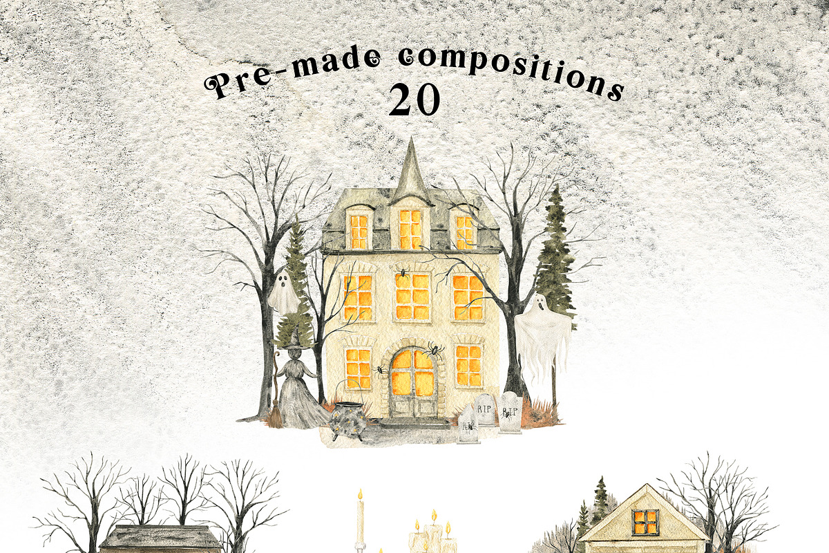 Cozy Halloween watercolor collection, a Seasonal Illustration by LiChu Art (Photo 3 of 28)