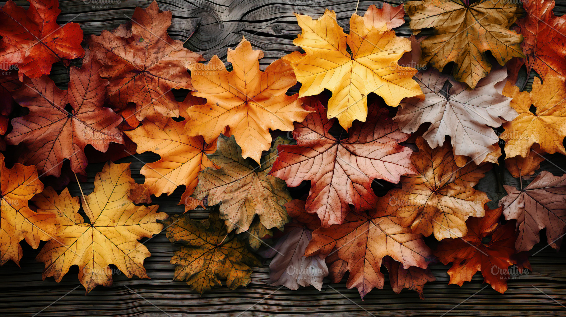 Maple leaves texture with autumn ton, a Background Photo by Perpis