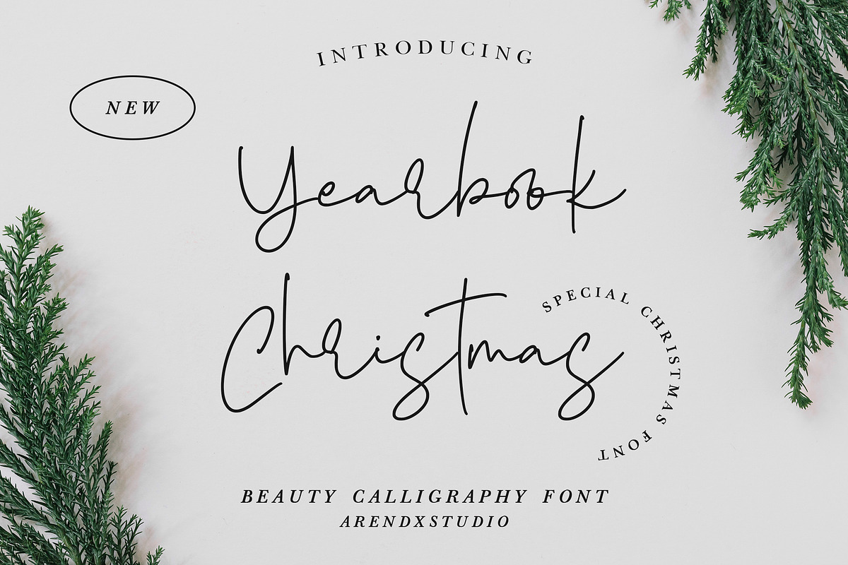 Yearbook Christmas - Calligraphy, a Handwritten Font by Arendxstudio (Photo 1 of 9)
