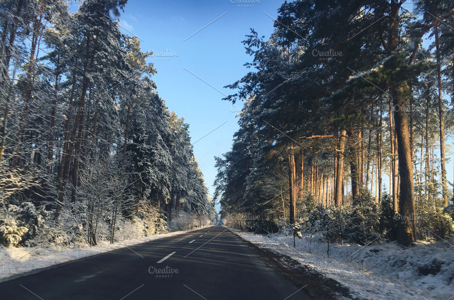 Winter on road stock photograph, a Nature Photo by Phots.