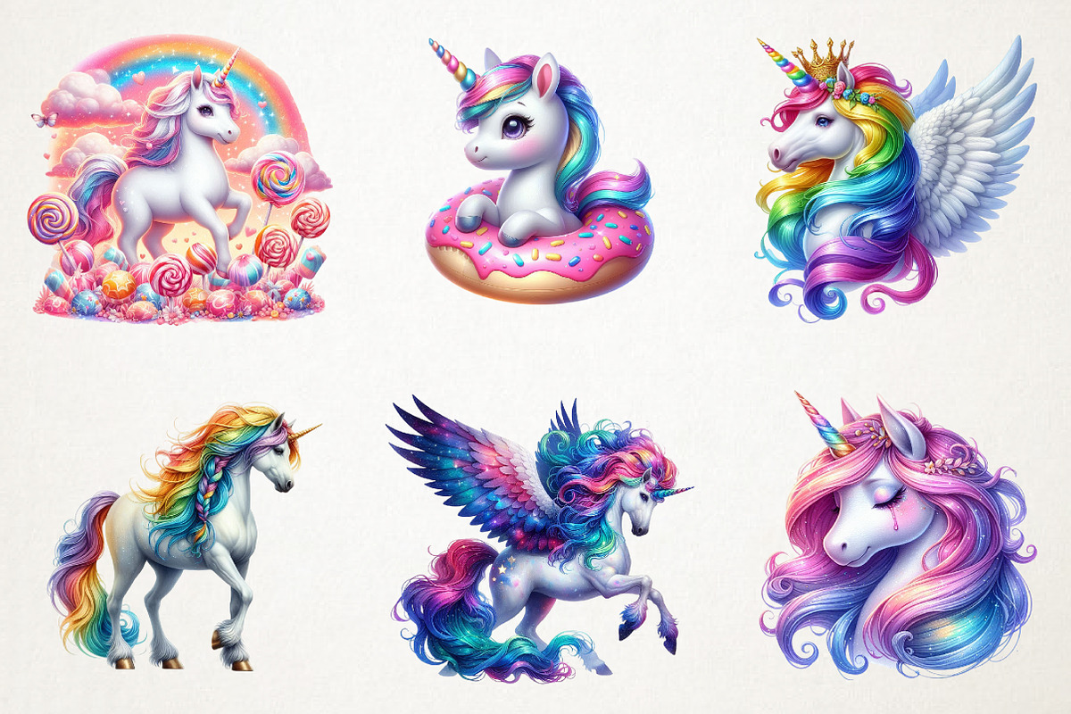 Rainbow Unicorn Clipart, an Illustration by RobertsArt (Photo 5 of 7)