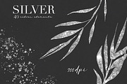 Silver leaves, splatters & strokers, an Illustration by LuiDesignStudio (Thumbnail 6 of 6)