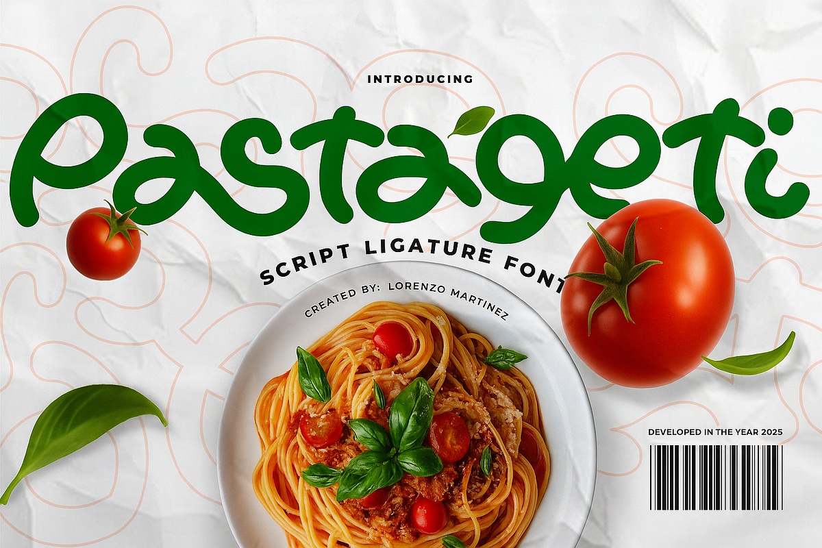 Pastageti-Script Ligature Font, a Handwritten Font by Lurinzu Studios (Photo 10 of 10)