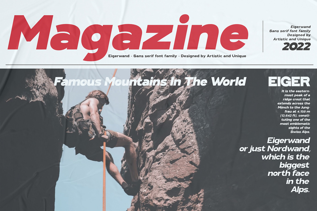 Eigerwand sans serif font family, a Sans Serif Font by Artistic & Unique (Photo 10 of 14)