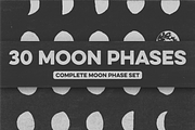 30 Hand-Drawn Moon Phases, a Texture Illustration by Rad Radio Graphics (Thumbnail 1 of 2)