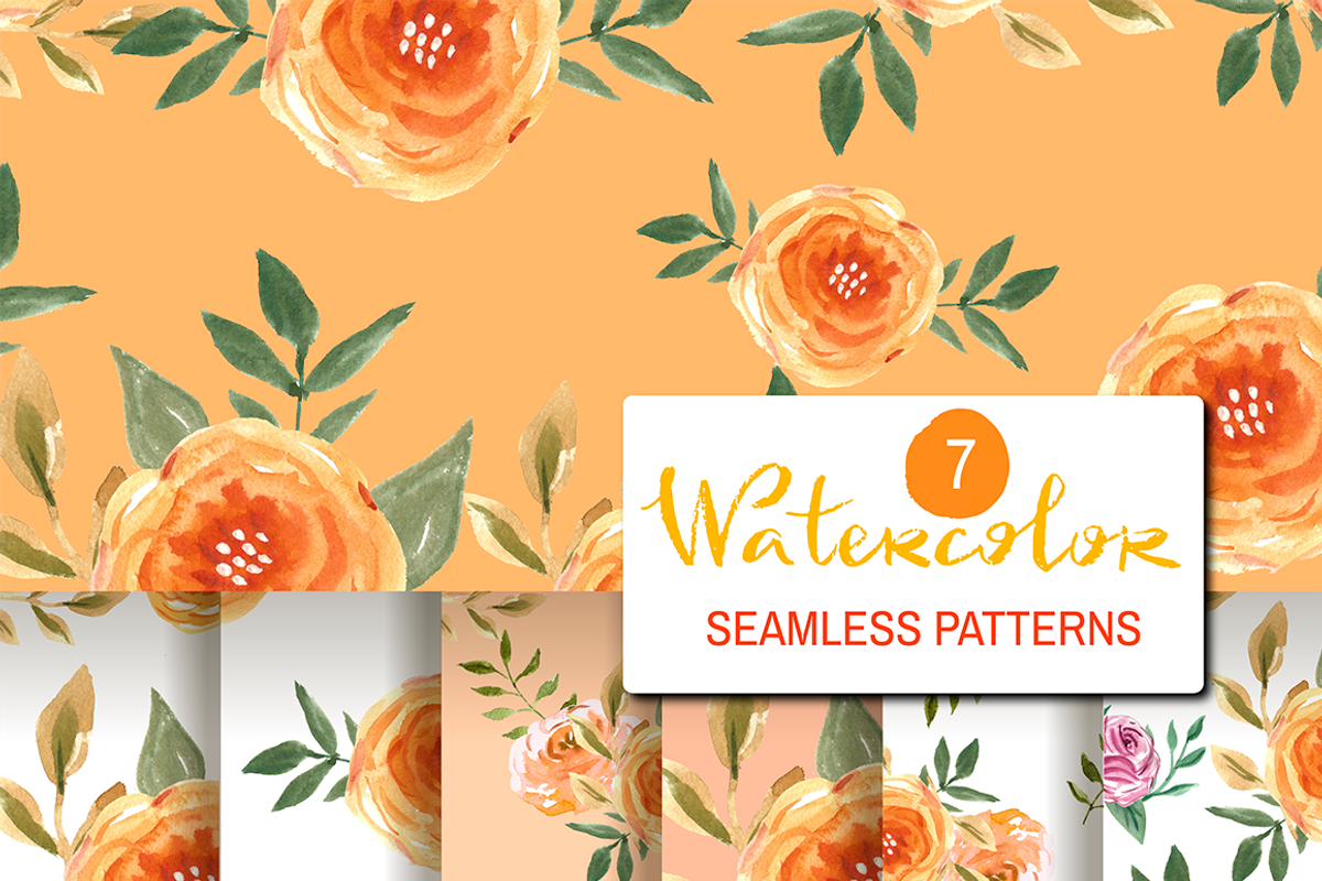 7  Watercolor seamless patterns, a Pattern Graphic by TATIANA_GERICH (Photo 1 of 4)