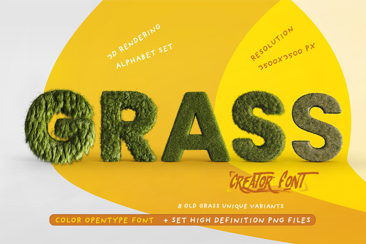 Green Grass or Fur Typo Creator, a Sans Serif Font by TVartworks (Photo 1 of 14)