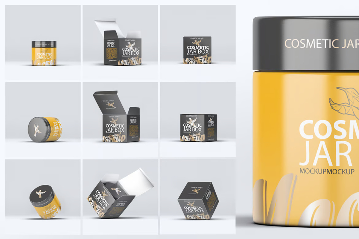 Cosmetic Jar & Box Mockup, a Packaging Mockup by Hubzway (Photo 7 of 7)