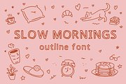 Slow Morning Outline Handdrawn Font, a Handwritten Font by Ashiya Pixel (Thumbnail 1 of 15)