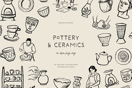 CERAMICS & POTTERY illustrations, a Decorative Illustration by Crocus Paperi