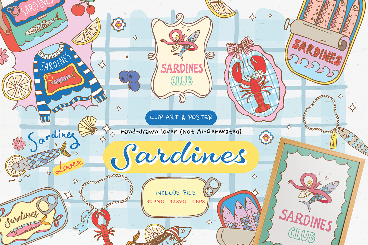Sardine Italian aesthetic Clipart, a Food Illustration by Piixypeach (Photo 1 of 9)