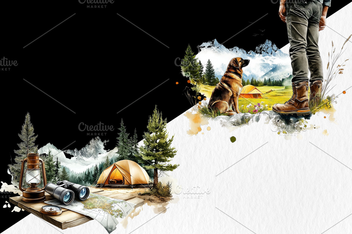 Watercolor Camping Clipart, a Sport Illustration by GalaDesign03 (Photo 4 of 7)