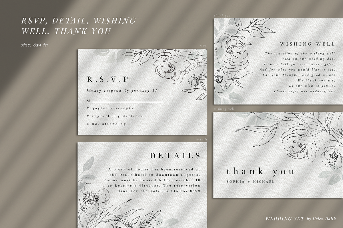 Refinement – wedding set, an Invitation Template by Helen Halik art (Photo 4 of 6)