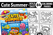 Bold Easy Cute Summer Coloring Pages, a Seasonal Illustration by Design Station (Thumbnail 1 of 4)