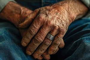 Weathered hands resting, a Photo by Beautiful things