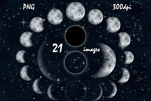 Moon Phases Space Starry Background