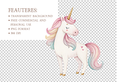 Sweet Unicorn Watercolor Clipart, an Illustration by MockupWizard (Thumbnail 3 of 4)