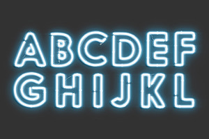 Blue Neon Capital Letters 3D Model