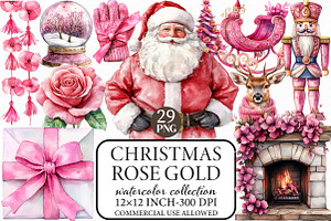 Rose Gold Christmas Clipart, an Illustration by Libby Wishes