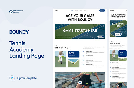 Bouncy - Tennis Academy Landing Page, a Squarespace Template by peterdraw
