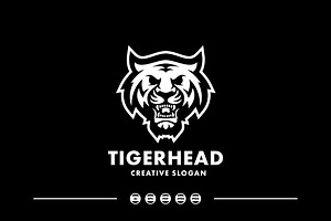 Awesome Tiger Head Silhouette Logo