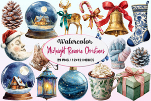 Midnight Reverie Christmas Clipart, a Graphic by CitraGraphics