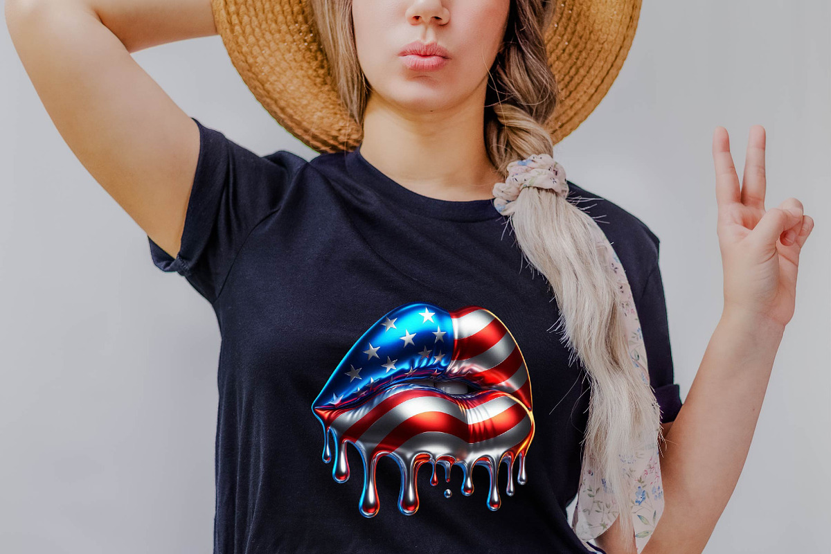 4th of July USA Dripping Lips, an Illustration by SVGArt (Photo 5 of 8)