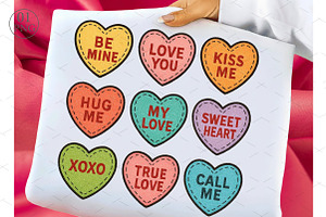 Valentine's Candy Heart Sublimation, an Illustration by Libby Wishes