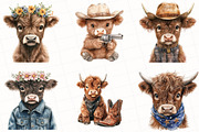 Cute Western Highland Cows Clipart, an Illustration by OK Design (Thumbnail 5 of 5)