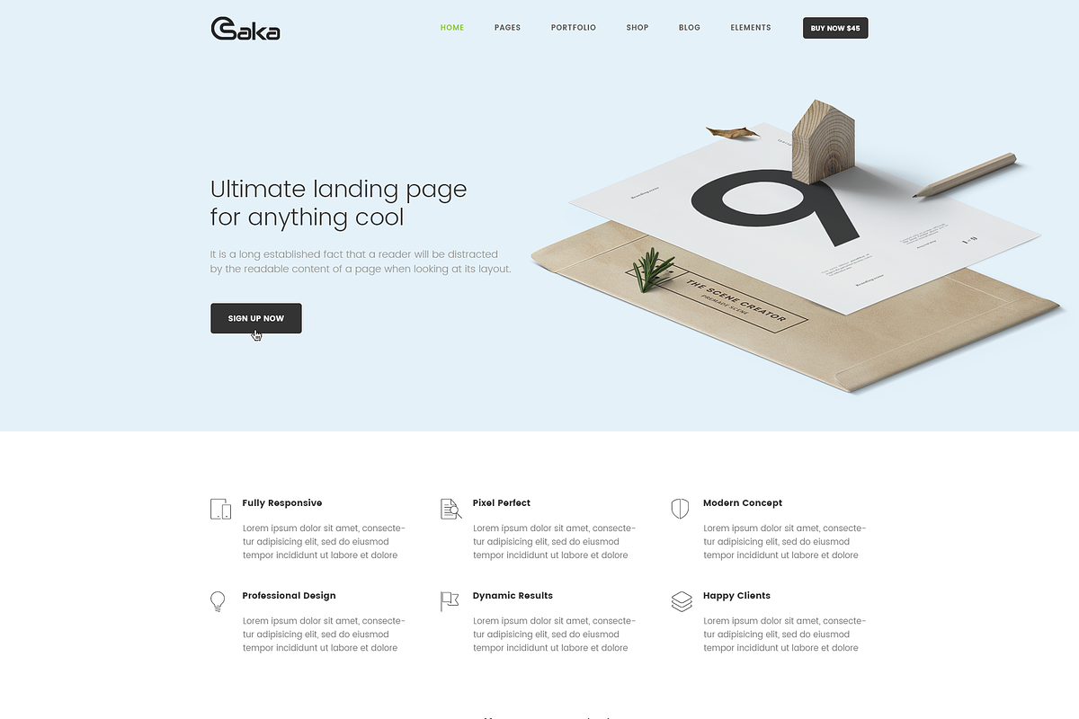 Osaka - Landing Page PSD Template, a Landing Page Template by bigpsfan's SHOP (Photo 2 of 14)