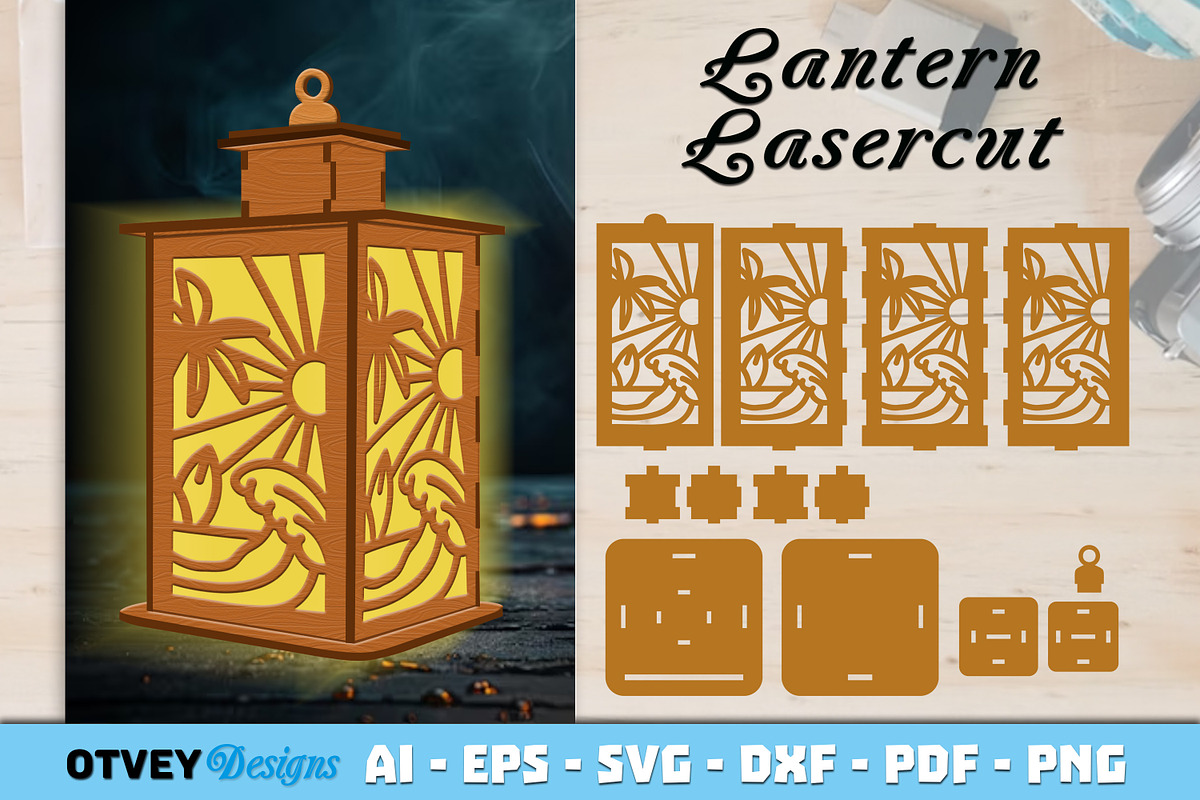 Beach Sunset Lantern Lasercut, an Object Graphic by OTVEY DESIGN (Photo 9 of 13)