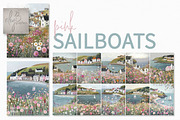 Pink Sailboats, a Decorative Illustration by rileyBgraphics (Thumbnail 1 of 7)