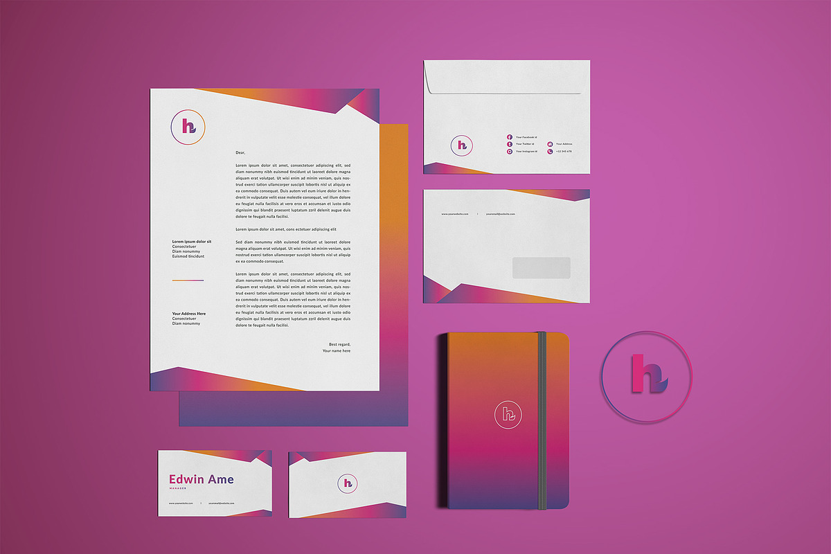GRADIENT STATIONERY, a Stationery Template by Meknya (Photo 1 of 5)