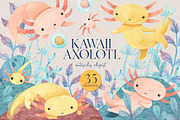 Cute Axolotl Clipart. Underwater, an Animal Illustration by LukaJreym (Thumbnail 1 of 7)