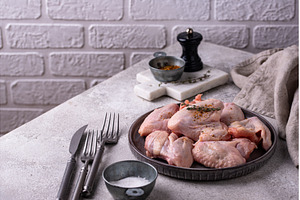 Raw chicken wings on black, a Food & Drink Photo by Yulia Furman
