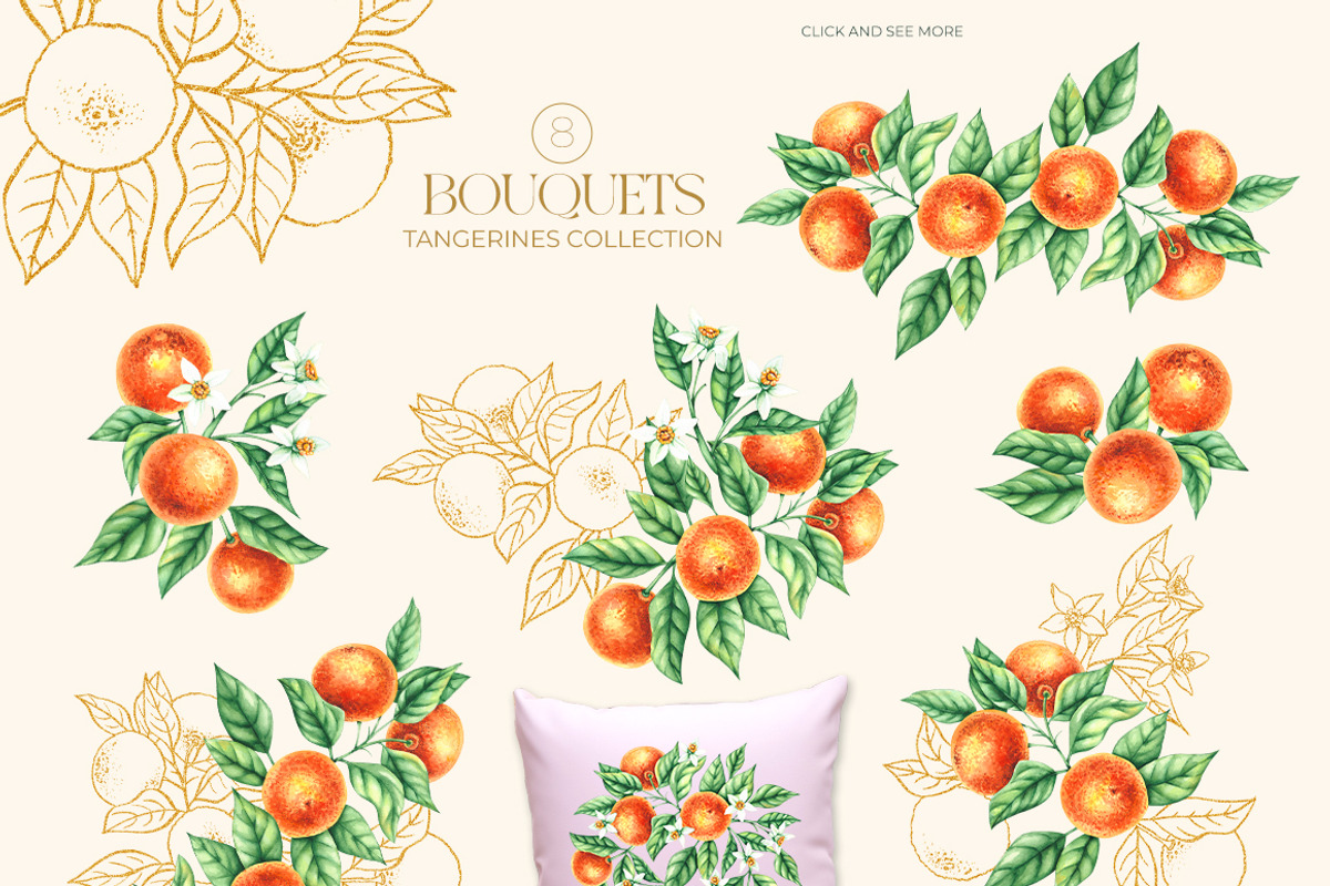 Tangerines Watercolor collection, a Decorative Illustration by SashaKondr (Photo 10 of 14)