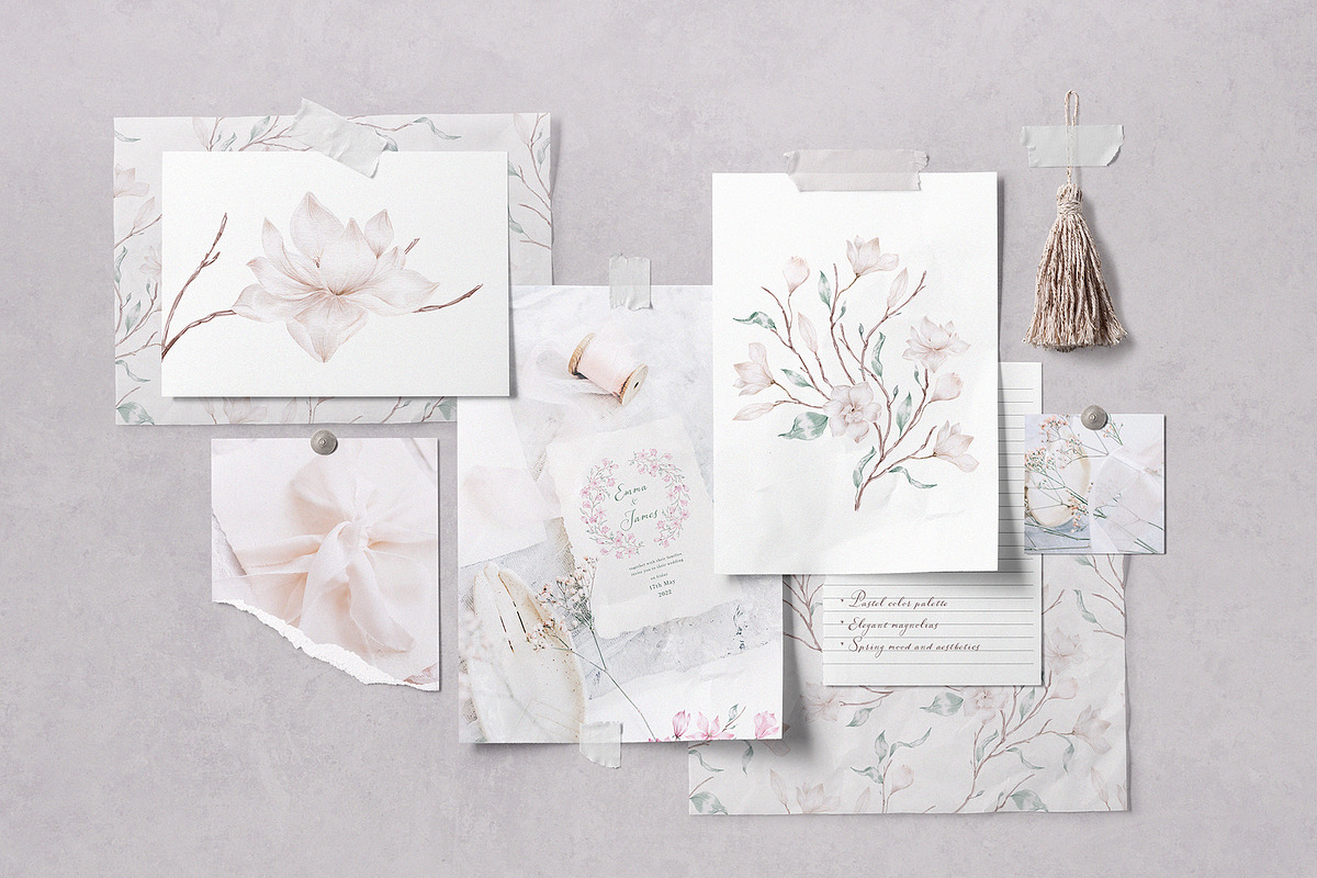 Elegant magnolias and eucalyptus, an Illustration by astelenadesign (Photo 2 of 16)