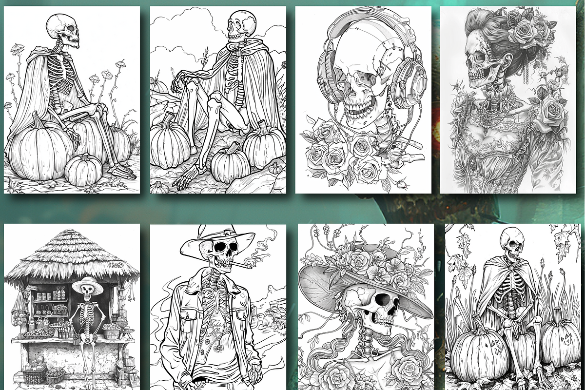 Halloween Skeleton Coloring Book, an Animal Illustration by Printable Design Store (Photo 5 of 7)