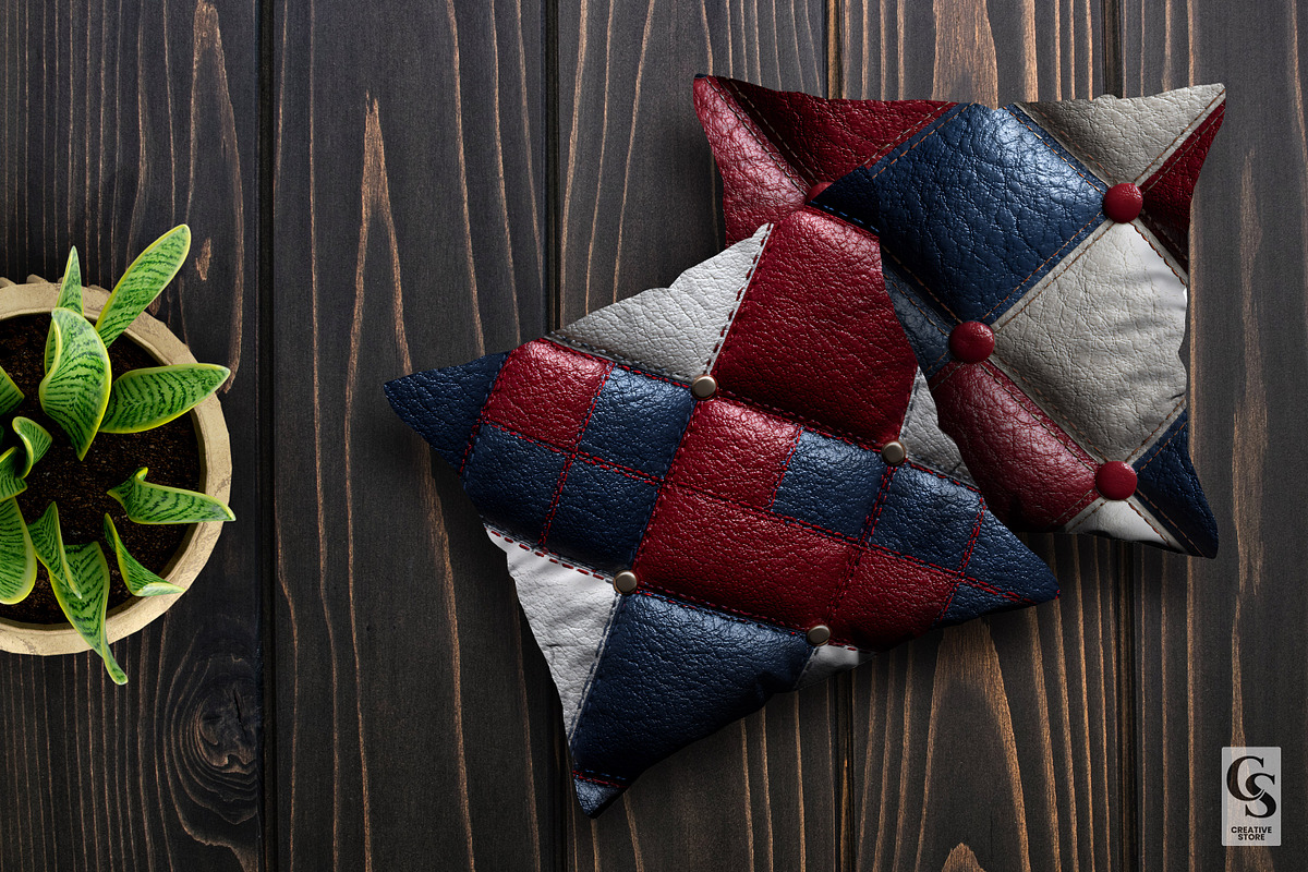 Red Blue and White Leather Papers, a Pattern Graphic by Creative Store (Photo 3 of 5)