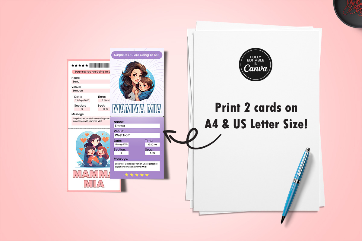 Mamma Mia Broadway Canva Ticket Temp, a Card Template by Snapybiz (Photo 8 of 8)
