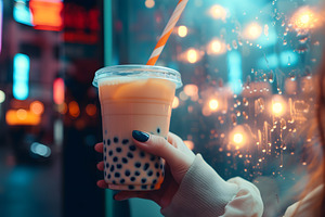 boba tea in hand