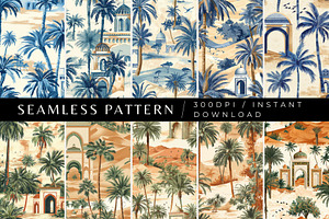 10 Ahmed's Tranquil Palms Patterns, a Pattern Graphic by Inknfolly