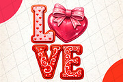 Preppy Coquette Valentine's Day Love, an Illustration by DreamCafeArt (Thumbnail 1 of 8)