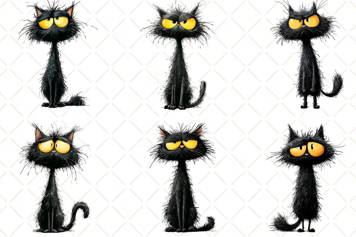 Whimsical Cat Clipart, an Illustration by Black Bird Studio (Photo 2 of 6)